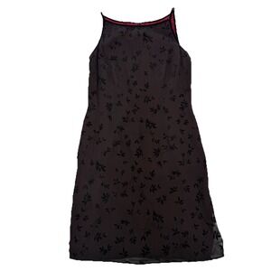 VTG Harold's Sz 4 Y2K Grunge Whimsigoth Floral Velvet Burnout Slip Mini Dress